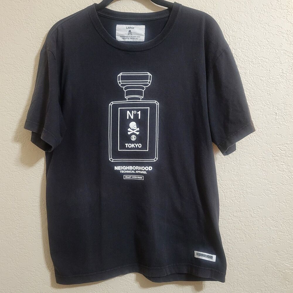 Neighborhood Tokyo Japan Tee T-Shirt Womens Large Black Graphic Skull Technical
